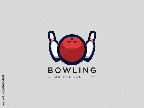  Bowling logo design vector template 