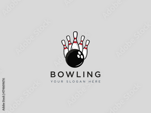  Bowling logo design vector template 
