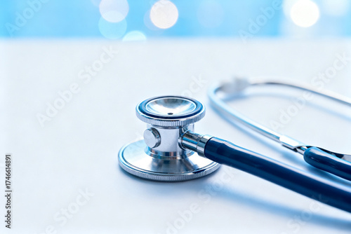 Medical stethoscope on white surface