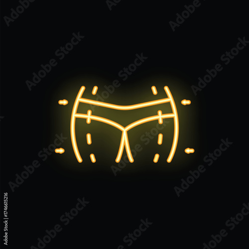Yellow neon sign showing liposuction being performed on buttocks, highlighting the concept of plastic surgery
