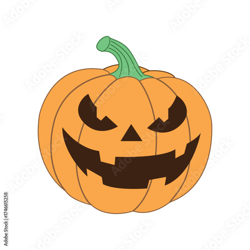 Spooky orange jack-o'-lantern pumpkin with an angry face.