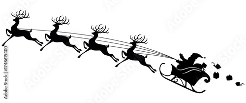 Vector silhouette of a Santa Claus's sleigh