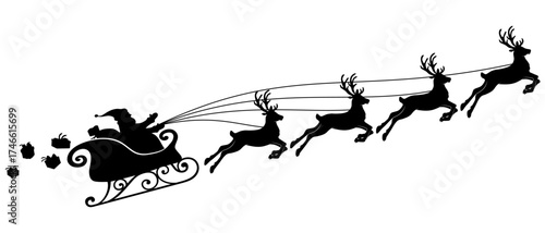 Santa Claus's sleigh illustration silhouette vector