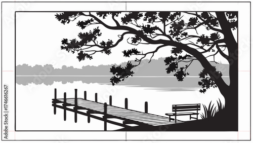 Peaceful Lakeside Silhouette.