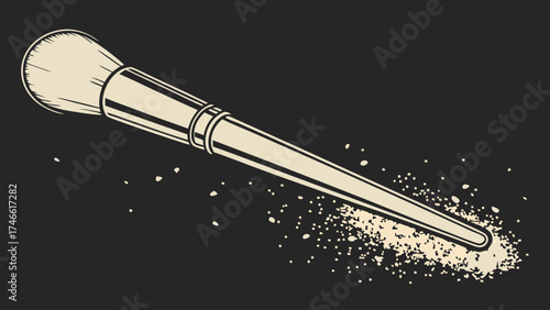Powder Brush Illustration with Spilled Substance.