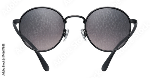 Rounded pinhole glasses with flexible TR-90 arms and adjustable nose pads.