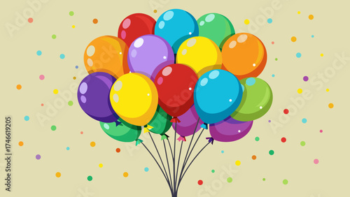 Vector art of bunch of colorful balloons for birthday party celebration and decoration