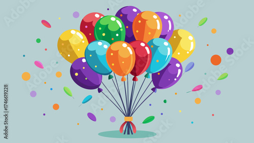 Vector art of bunch of colorful balloons for birthday party celebration and decoration