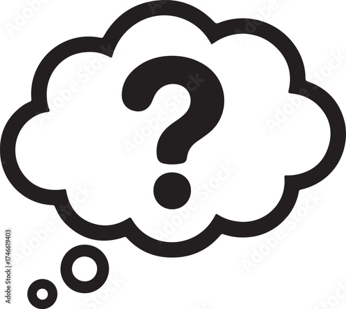 Thought bubble with a large question mark symbol