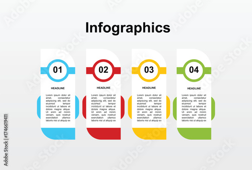 Infographic this creative template showcases four options with informative text for presentations.