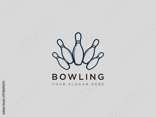  Bowling logo design vector template 