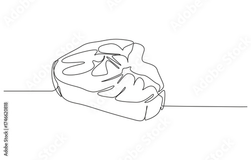 Continuous one line drawing of meat veal, pork, beef, veal steak grill BBQ, Continuous Line Steak Meat Icon, Steakhouse Continuous Line Icon pro vector,