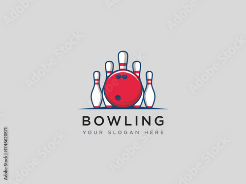  Bowling logo design vector template 