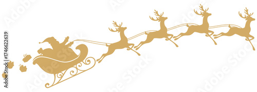 Silhouette of santa claus sleigh in flight