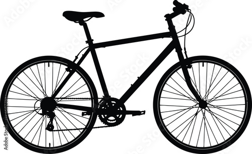 Silhouette of a bicycle isolated on white background, representing fitness, ecofriendly transportation, and the joy of cycling for recreation and commuting