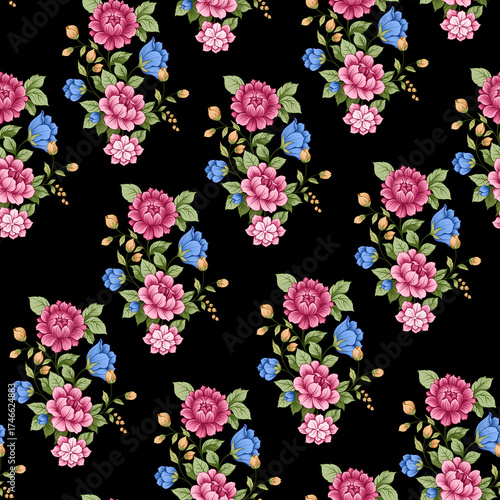 seamless pattern with flowers handraw elegant
