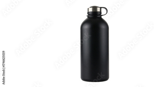 Black sports bottle on white