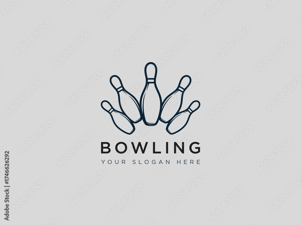 Obraz premium Bowling logo design vector template 
