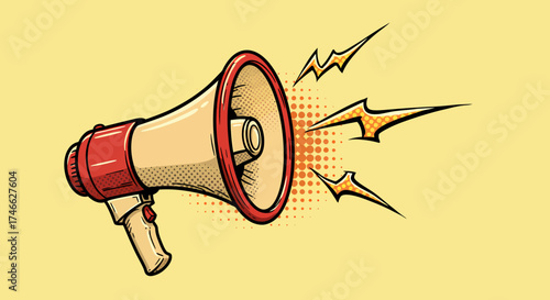 Classic Megaphone Illustration with Halftone Effect