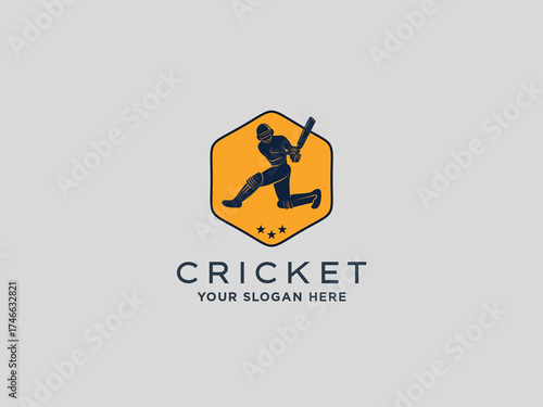 Cricket logo design vector template 