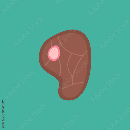 Steak illustration on a turquoise background, a healthy meal for a gourmet