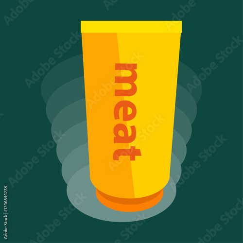 Yellow Tube with the word 'Meat' on it, isolated on a dark background