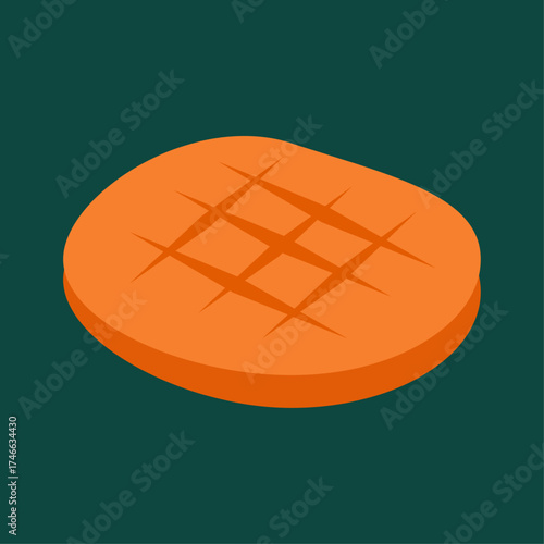 Grilled Steak Icon, Fresh Meat Cut Isolated on Teal Background, Culinary Theme