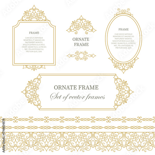 Vector set frames for design template. Floral borders. Ornate decor for save the date, birthday, greeting card, wedding invitation, leaflet, poster, certificate, thank you message.