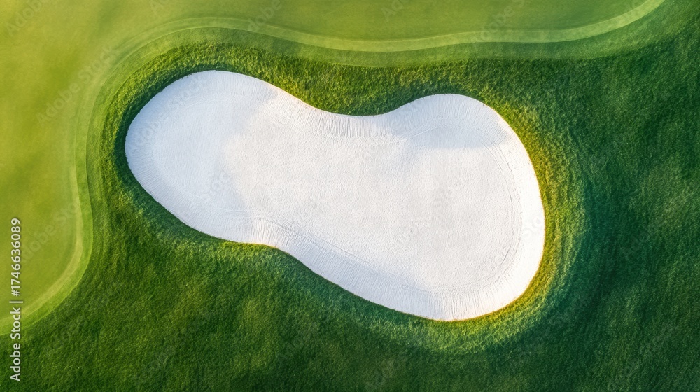 Obraz premium Aerial Golf Course Bunker: Sand, Green, Sport, Recreation, Luxury