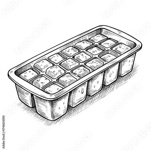 Ice cube tray filled with ice cubes 