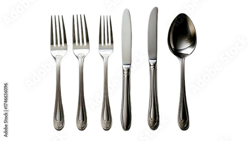 Cutlery Set Bundle – Fork, Spoon and Knife Variations, isolated on transparent background (2)