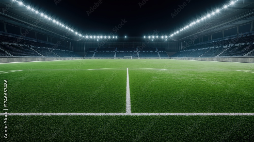 Fototapeta premium Empty Stadium Field | Football, Soccer, Sports Arena