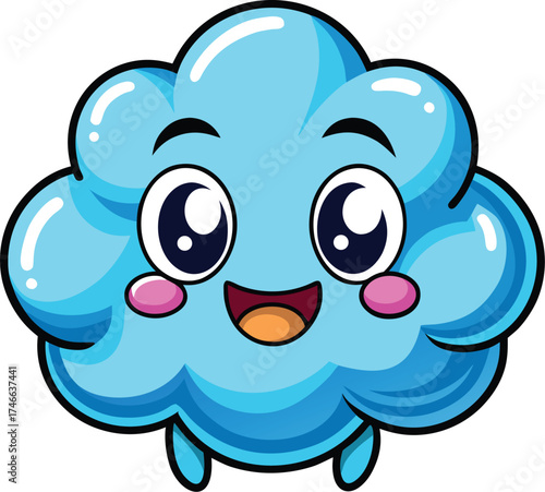 Cute Cartoon Cloud – Happy Vector Weather Character
