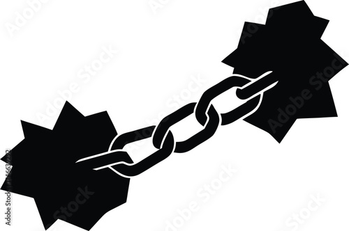 Broken price chain silhouette vector art illustration.