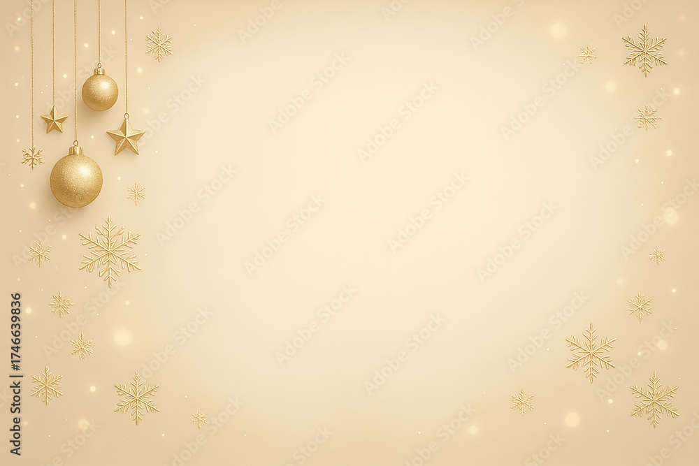 Fototapeta premium 上品なゴールド装飾が美しいクリスマス背景