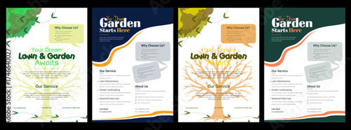 Lawn Mower & Landscaping Garden Service Flyer, promotion template design ,Eye-Catching Brochure Design for Your Lawn Care Business