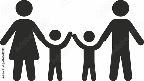 Happy family holding hands, embodying love and togetherness, creating lasting memories together in a simple yet meaningful graphic representation