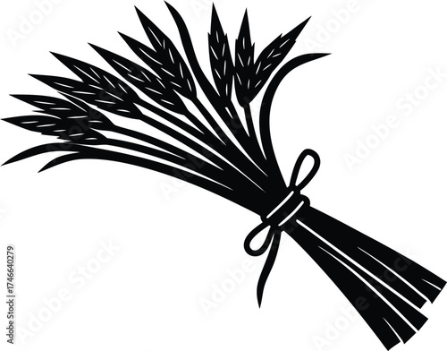 rice stalks tied together silhouette vector