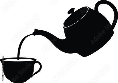  Teapot and cup vector icon