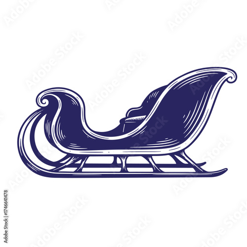 Classic vintage christmas sleigh illustration depicting winter holiday festivities and traditions