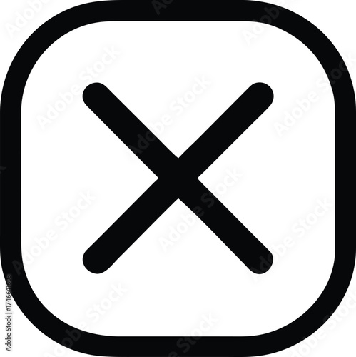 A white cross in rounded square for cancellation