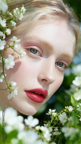 Serene Summer Portrait of Young Woman in Blooming Daisy Field with Soft Natural Light