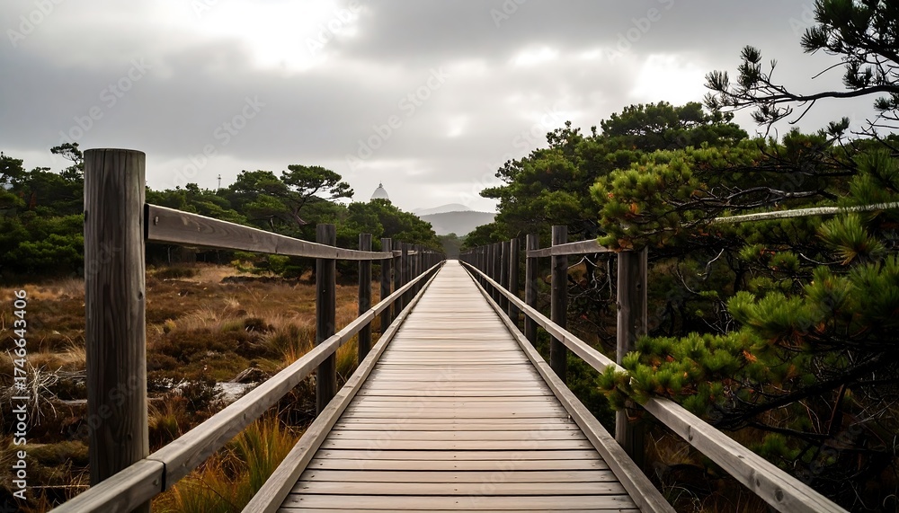 Fototapeta premium Wooden walkway through a forest