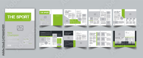 Sport Magazine Template layout cover page with 16 page design concept Accents	
