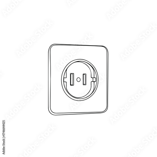 Isolated electrical outlet, a common power source, set against seamless white background. Electrical outlet is a necessary device in every modern home, offering connectivity.