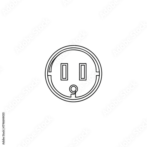 Electrical outlet on bright background, simple line drawing. Electrical outlet shows standard socket, perfect for representing power and connectivity.