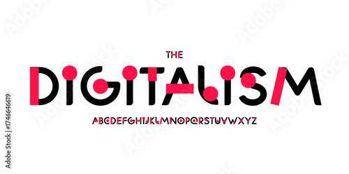 Experimental modern logo font, abstract geometric alphabet. Bold creative typeface for science tech headline, art school branding, STEM poster, Bauhaus design, educational layout. Vector typography