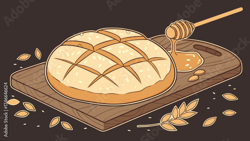 Artisan Bread Drizzled with Honey.