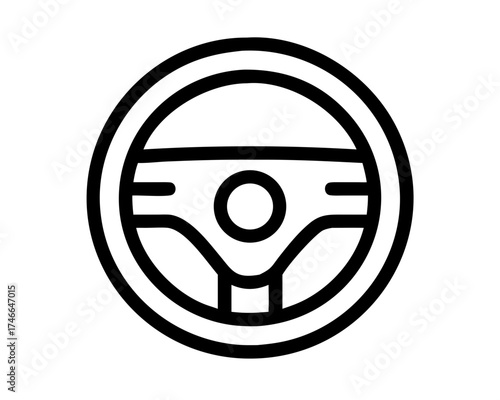 Black outline illustration of a steering wheel