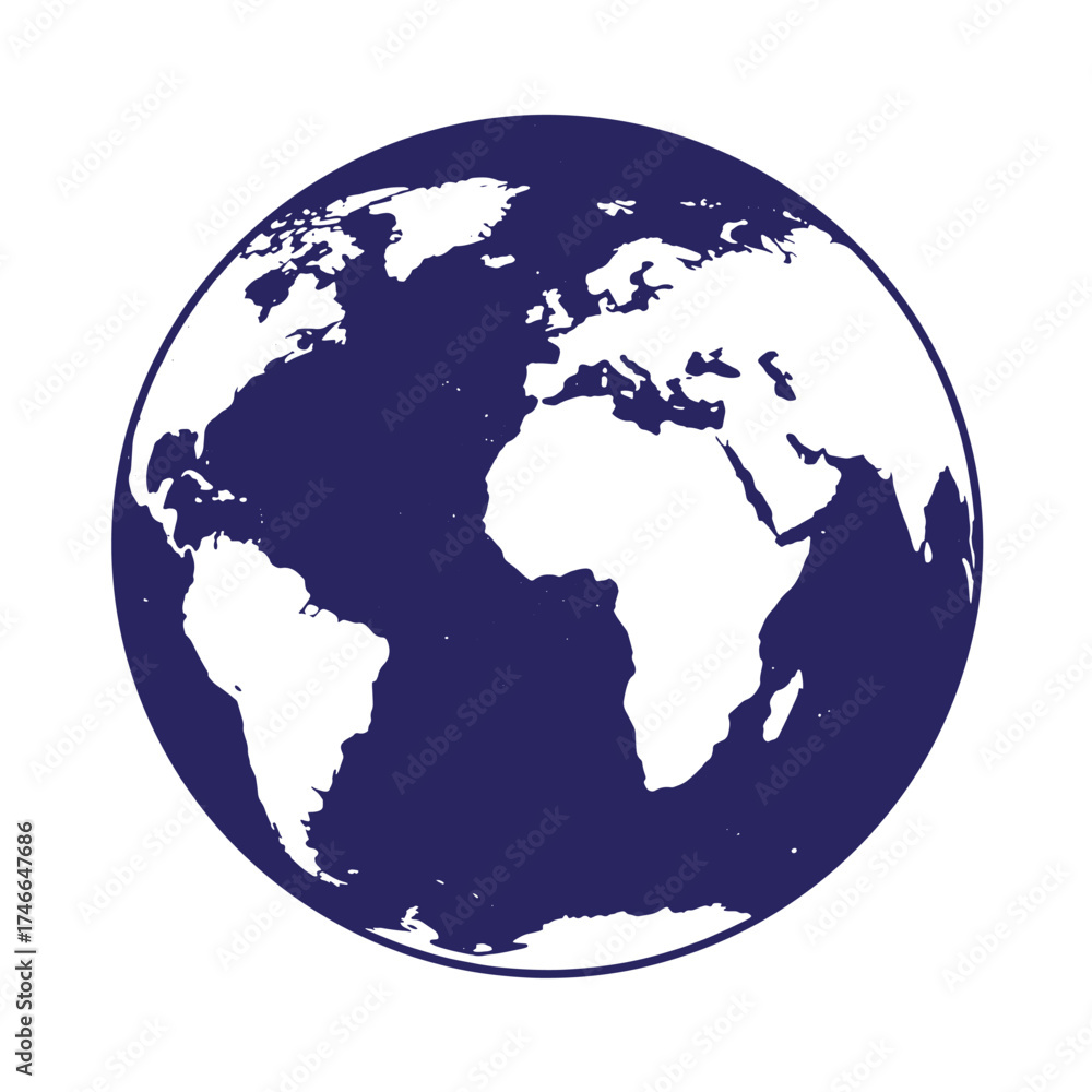 Obraz premium Simple blue and white illustration of the earth for global communication and design
